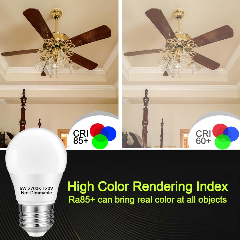 Neteha 2 Pack A15 6W 120V E26 Base Small Led Refrigerator Light Bulb  Non-Dimmable 60W Equivalent 2700K Warm White A15/G45 Shape Led Appliance Bulb For Ceiling Fan And Lighting Fixtures