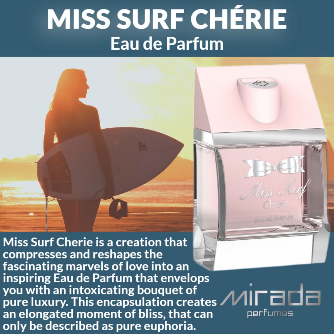 MIRADA Miss Surf Ch  rie, Women's Eau de Parfum (EDP) 3.4 FL. Oz (100ml), Womens Perfume with Notes of Strawberry, Mandarin Oran