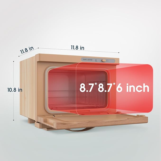 Towel Warmer Cabinet, 8L Hot Spa Small Towel Warmer Heating Use for Facial Spa, Hair Beauty, Salon Equipment and Home - Wood