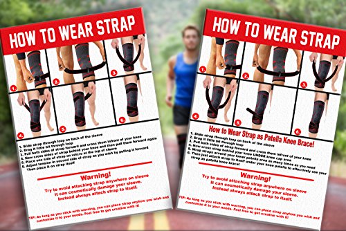 ATHLEDICT Knee Brace Compression Sleeve with Strap for Best Support & Pain Relief for Meniscus Tear, Arthritis, Running, B...
