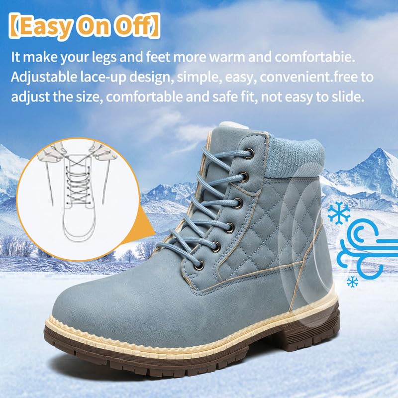 Winter Hiking Boots Women Waterproof Snow Ankle Booties Work Boots Warm Fur Lined Trekking Shoes Winter Lace up Booties fo...