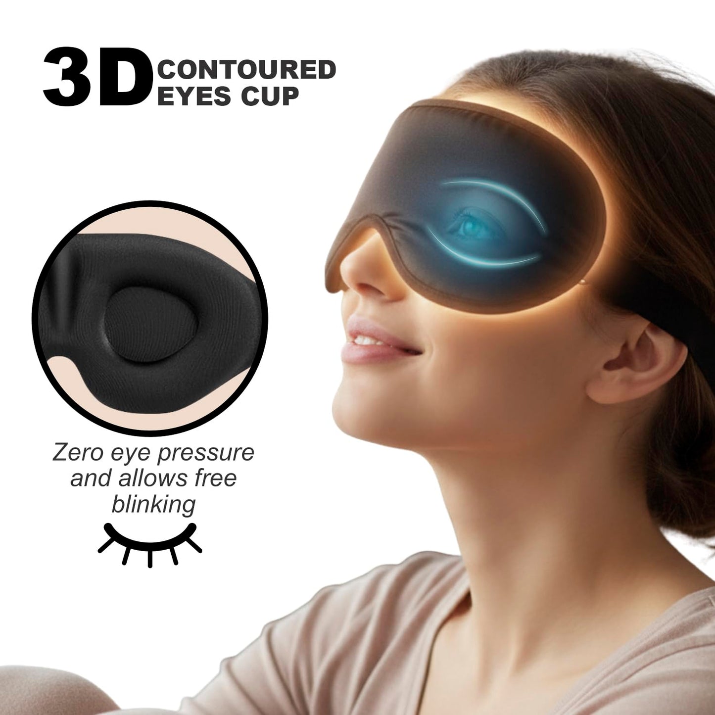 Luxury Sleep Mask – Pack of 2 Ultra-Soft Silk Eye Covers with Adjustable Strap & Soft Ear Loops, 3D Contoured Light Blocking Sleeping Mask for Travel, Naps & Relaxation(Black & Pink)