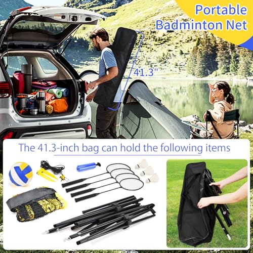 Badminton Pickleball Net, Adjustable Height Portable Badminton Net-2-in-1 Volleyball and Badminton Set, Pickleball Net for...