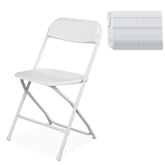 OLLODOT 50 Pack White Folding Chairs with 350-LBS Capacity, Lightweight Portable Indoor Outdoor Chairs, Stackable Commercial Seat with Steel Frame for Office, Party, Events, Wedding, Kitchen &Dinning