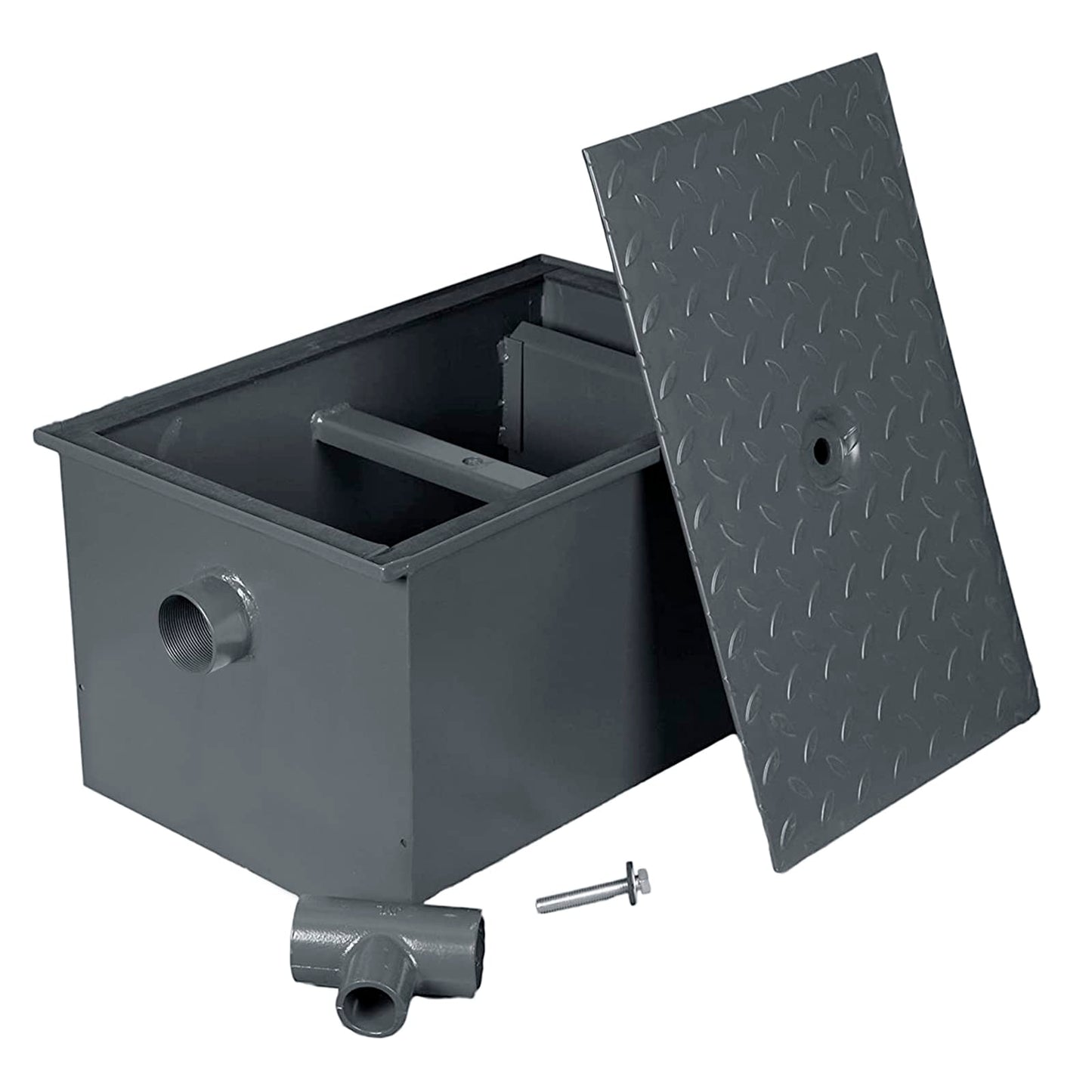 30 LB Carbon Steel Grease Trap Interceptor for Restaurant Under Sink Kitchen | PDI Certified | 15 GPM