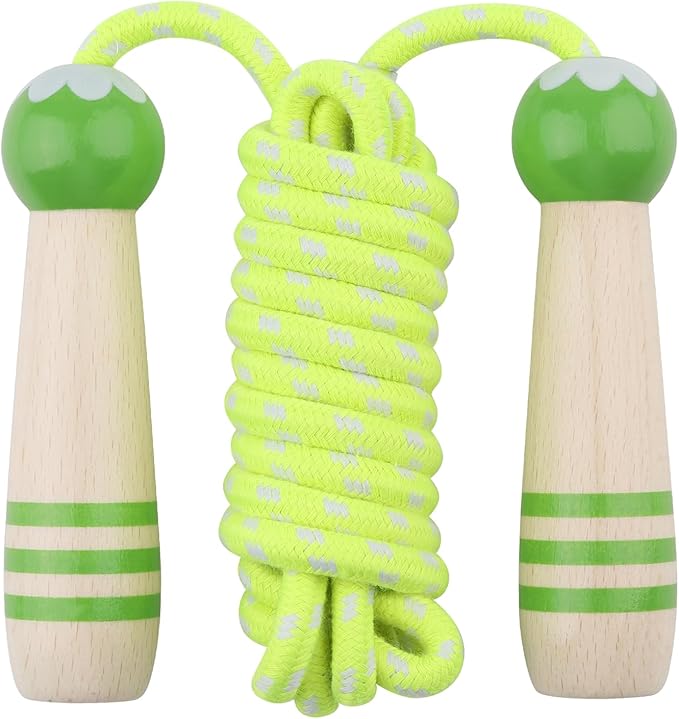 Jump Rope for Kids, Lorvain Adjustable Skipping Rope, Kids Jump Ropes with Wooden Handle for Girls Boys, Weighted Jumping ...