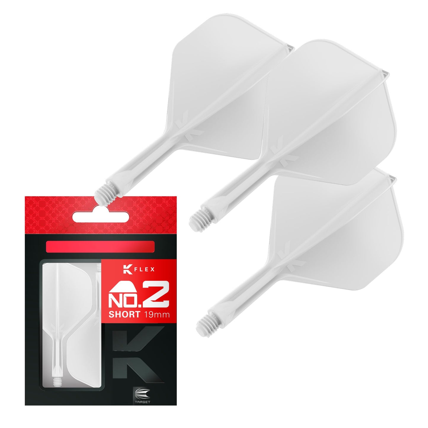 Target Darts K Flex Integrated Dart Flights And Shafts  No.2 White (Short) | Pack Of 3 K-Flex - No2  Kflex All In One Moulded Dart Flight & Stem | Professional Dart Accessories