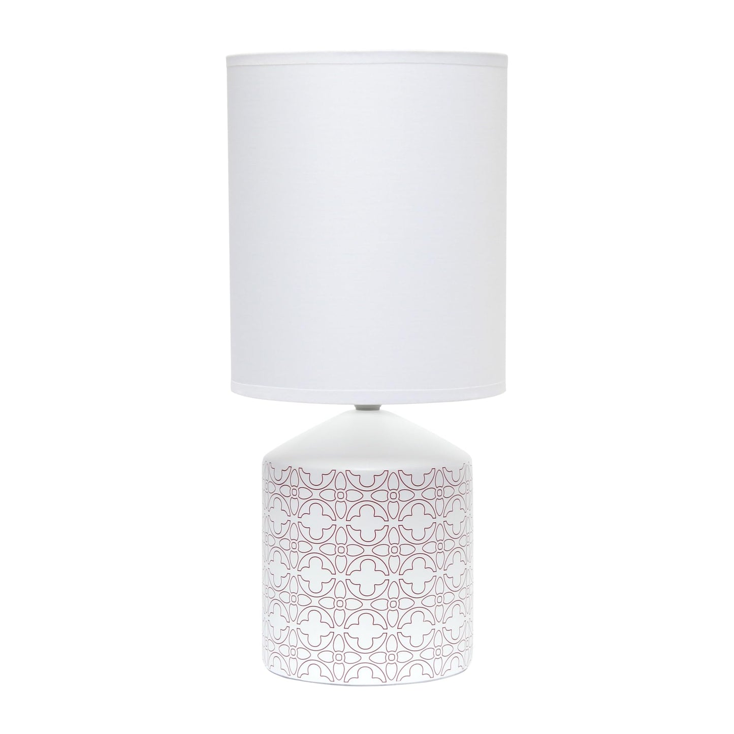 Simple Designs Table Lamp, Fleur De Lis Pattern, Ceramic, Tan, 8.5inL x 8.5inW x 18.5inH, Model LT2077-FLO
