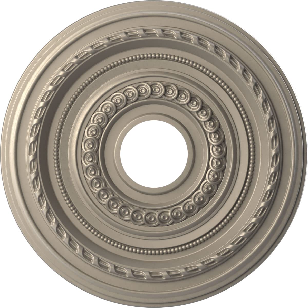 Ekena Millwork Cmp16Cocsv Cole Thermoformed Pvc Ceiling Medallion (Fits Canopies Up To 4 1/2), 16Od X 3 1/2Id X 1P, Metallic Sil