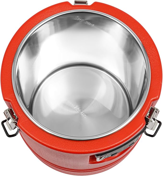 Eapmic 15.85Qt Insulated Food Container, Stainless Steel Container, 15L Commercial Soup Carrier 6 Hours Heat Preservation for Hot and Cold Food Storage Restaurant Canteen Home Lunch Use (Red, 15L)