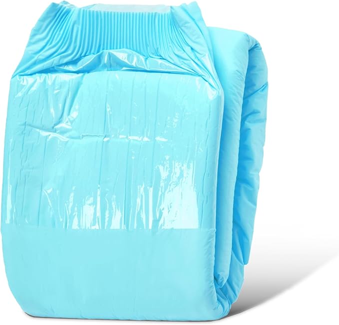 Littleforbig Adjustable Tapes Adult Diaper 2 Pieces - ABDry Ultra Absorbent Diapers Blue (X-Large 48"-56")