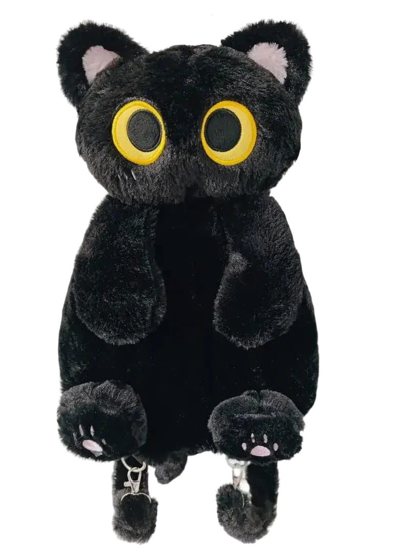 Osmanthus bloom Plush Backpack,Cat Bag,Stuffed Animal Backpack,Cute Cartoon backpack,Plush Bag (A-Black Cat)