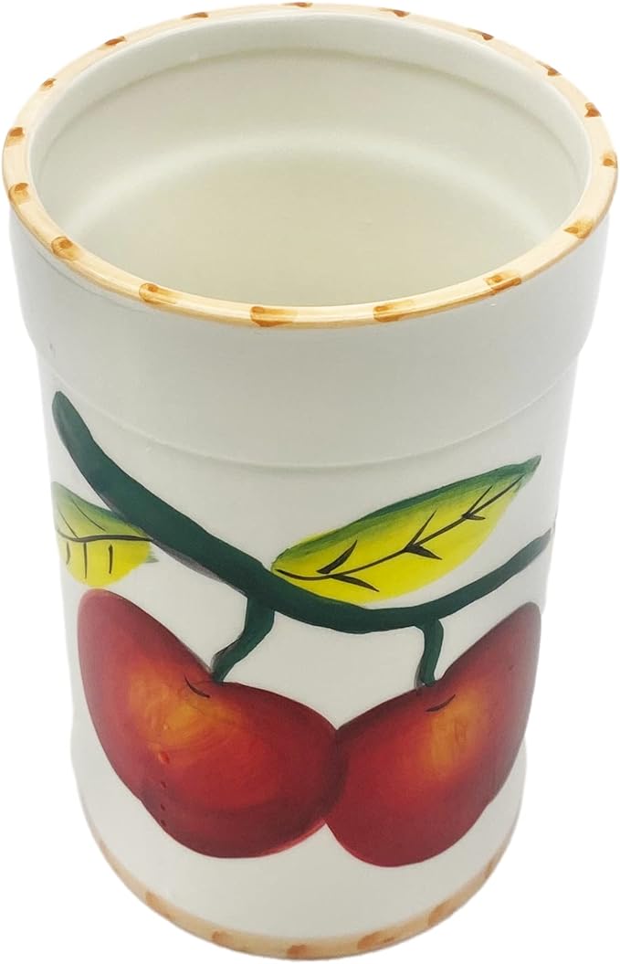 Tuscany Red Apple with Bamboo Trim Hand Painted, Kitchen Tool Set, 84338 by ACK