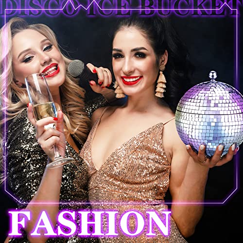 Hoolerry 2L Disco Ball Ice Bucket for Cocktail Bar Retro 70s Barware Mirror Silver Disco Beverage Vase Bowl Drink Barrel D...
