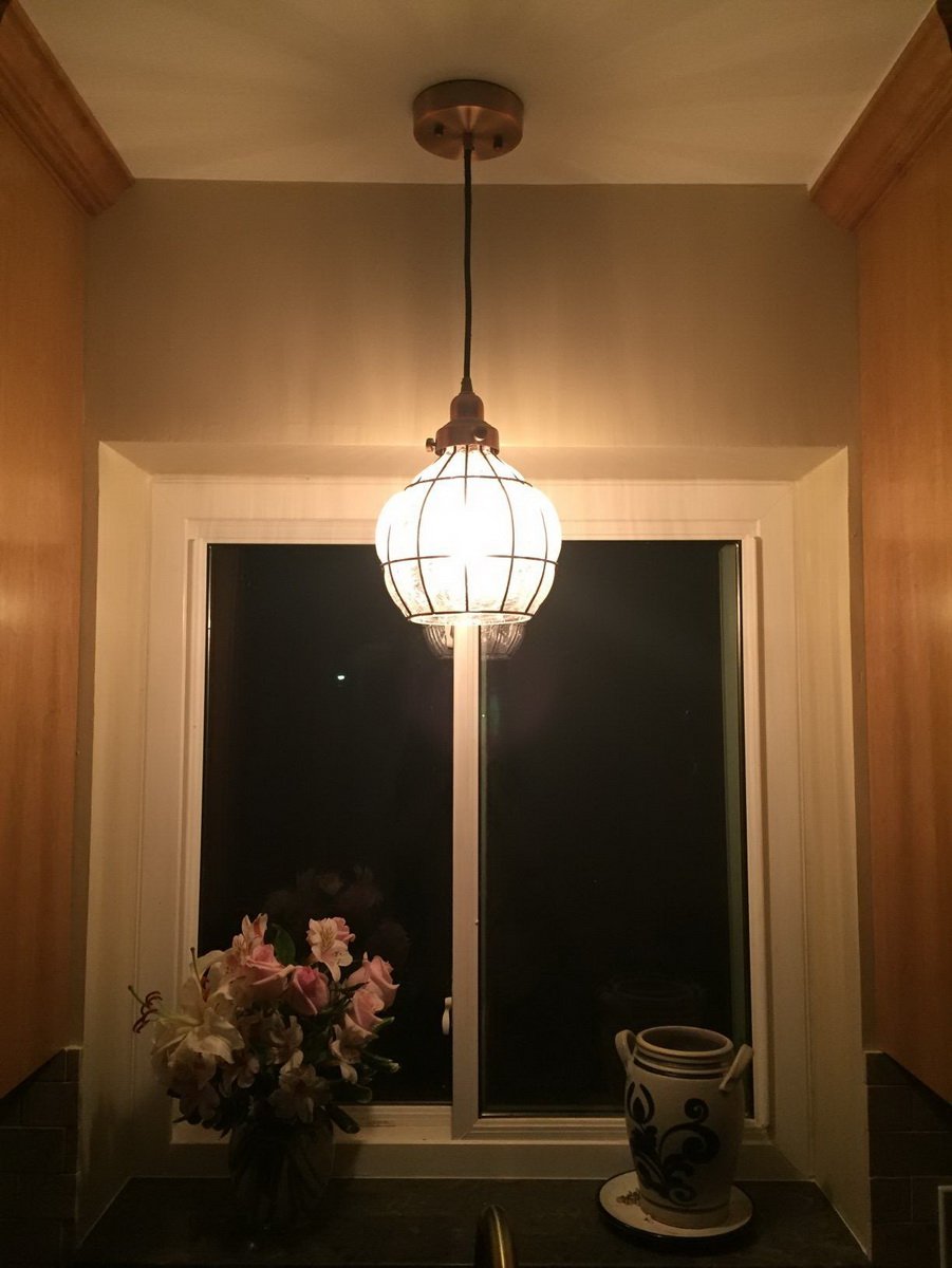 Yubole Vintage Pendant Light Fixture - Rustic Copper -  ed Glass Shade - Model Tb2020Du - Ideal For Kitchen Island, Antique Red Finish