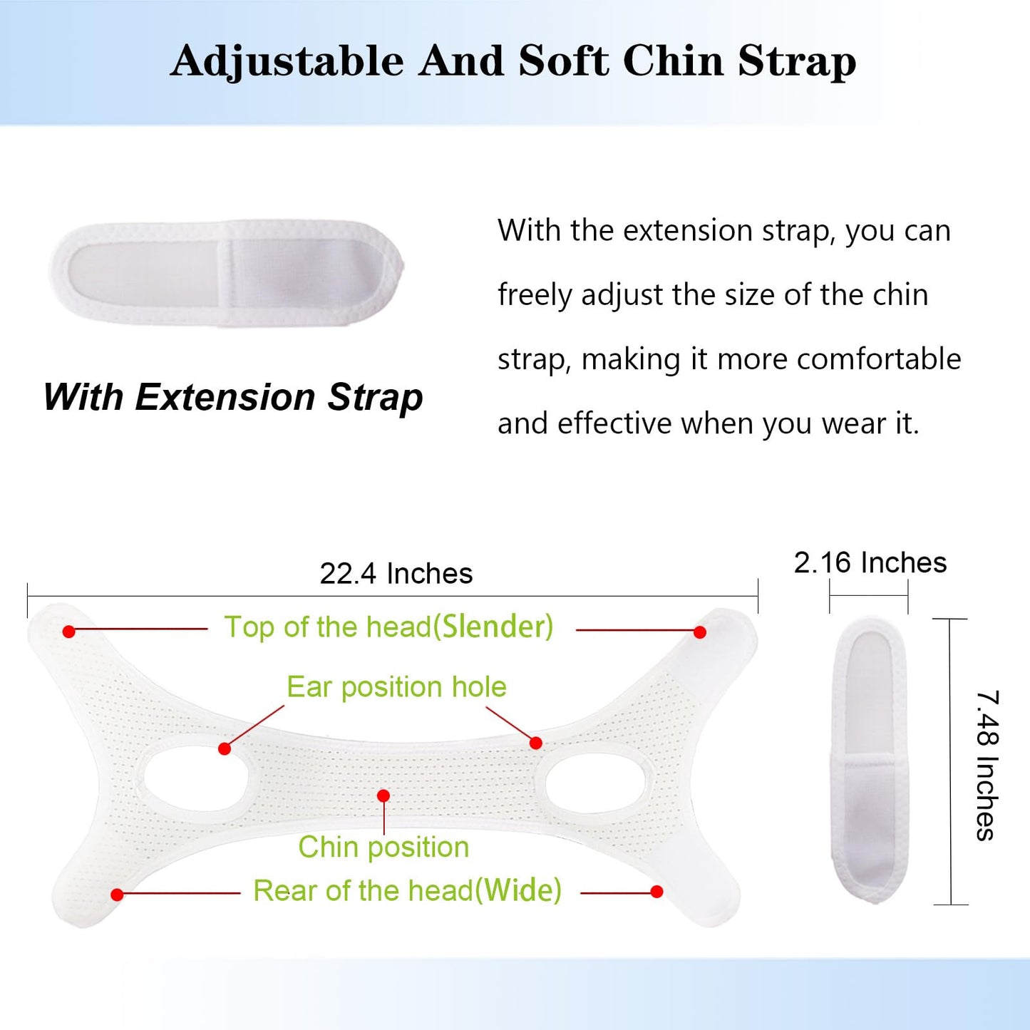 Chin Strap for Cpap Users Anti Snoring Devices - Forzacx Breathable Cpap Chin Strap Snoring Solution, Soft Non-Stick Hair Snore Stopper, Elastic Easy to Wear - White