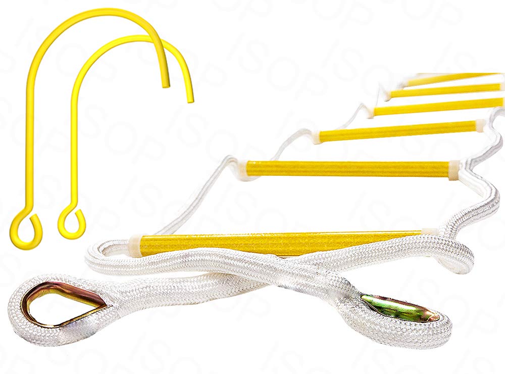 ISOP Fire Escape Ladder for Second Story Windows 13ft Rust Resistant Safety Window Ladder for Fire Escape 2 Story with Hooks - Emergency Escape Ladders - Life-Saving Certified Tool (13ft with Hooks)