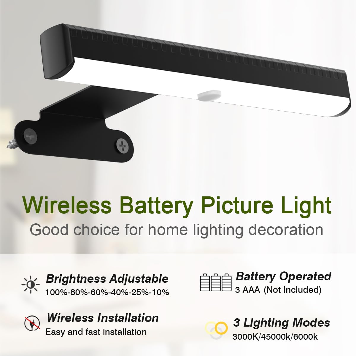 6Pack Wireless Picture Light For Wall Battery Operated Wall Sconces With Remote 3 Lighting Led discomfort-reducingting Light Timer&Dimmable Art Display Lights For Picture Gallery Posters Living Room Home Decor