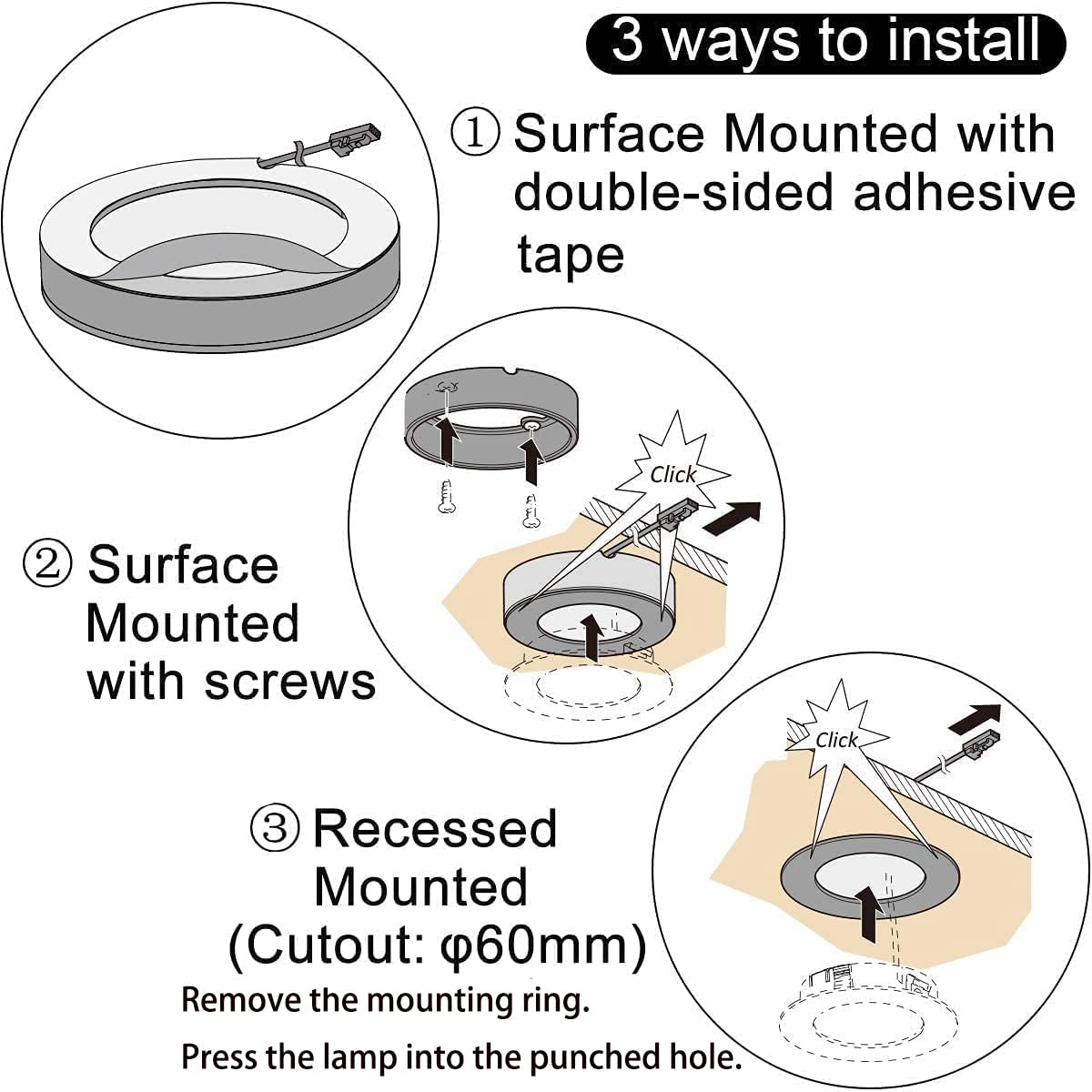 Vst Under Cabinet Lighting 12V 2W(12W Total  60W Equivalent) With Wireless Dimmer Switch  Recessed Or Surface Mount For Kitchen Wardrobe 6 Pack Silver Puck Lights 4000K