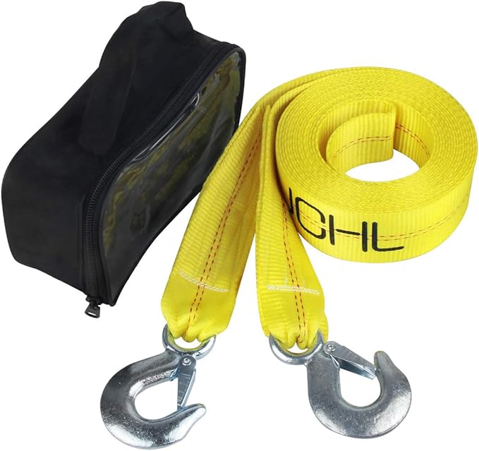 JCHL Nylon Tow Strap with Hooks 2”x20’ Car Vehicle Heavy Duty Recovery Rope 20,000 lbs Capacity Tow Rope for Car Truck Jee...