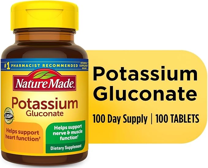 Nature Made Potassium Gluconate 550mg, 100 Tablets (Pack of 5)