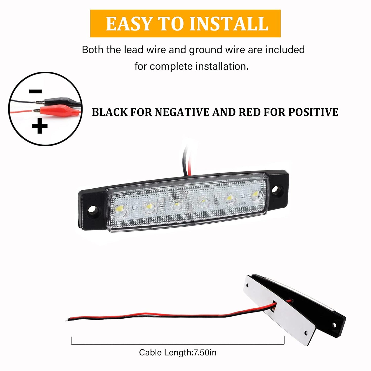 Pseqt Led Boat Interior Lights - Waterproof Navigation Lighting Strip, 10Pcs, White, Pc Lens For Fishing, Pontoon, Kayak, Yacht, Sailboat