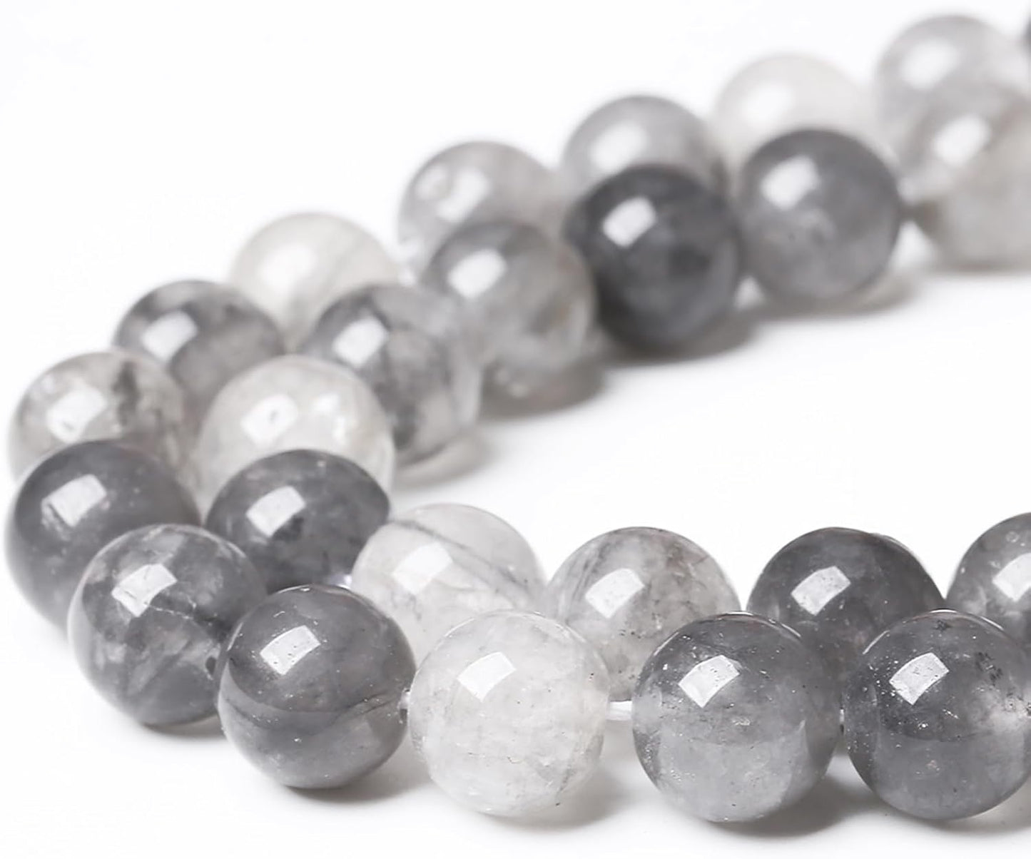 45pcs 8mm Natural Grey Cloud Crystal Stone Beads for Jewelry Making Energy Healing Power Stone Beads DIY Bracelet Necklace Accessories 15"(8mm, Grey Cloud Crystal)