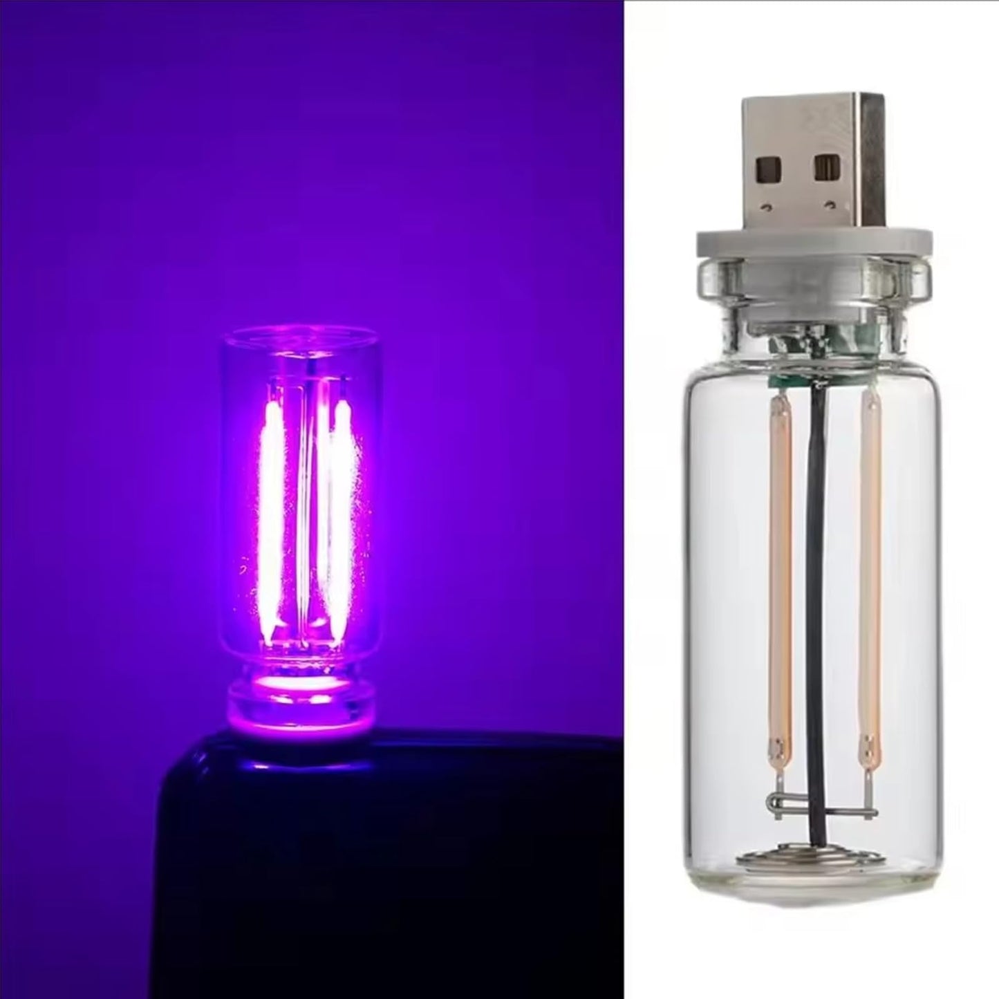 Beuhugas Usb Night Light  Ambient Lighting Car Led Light  Led Light Bulb With Flexible Neck Plug In Usb Automotive Night Light For Car (Purple)
