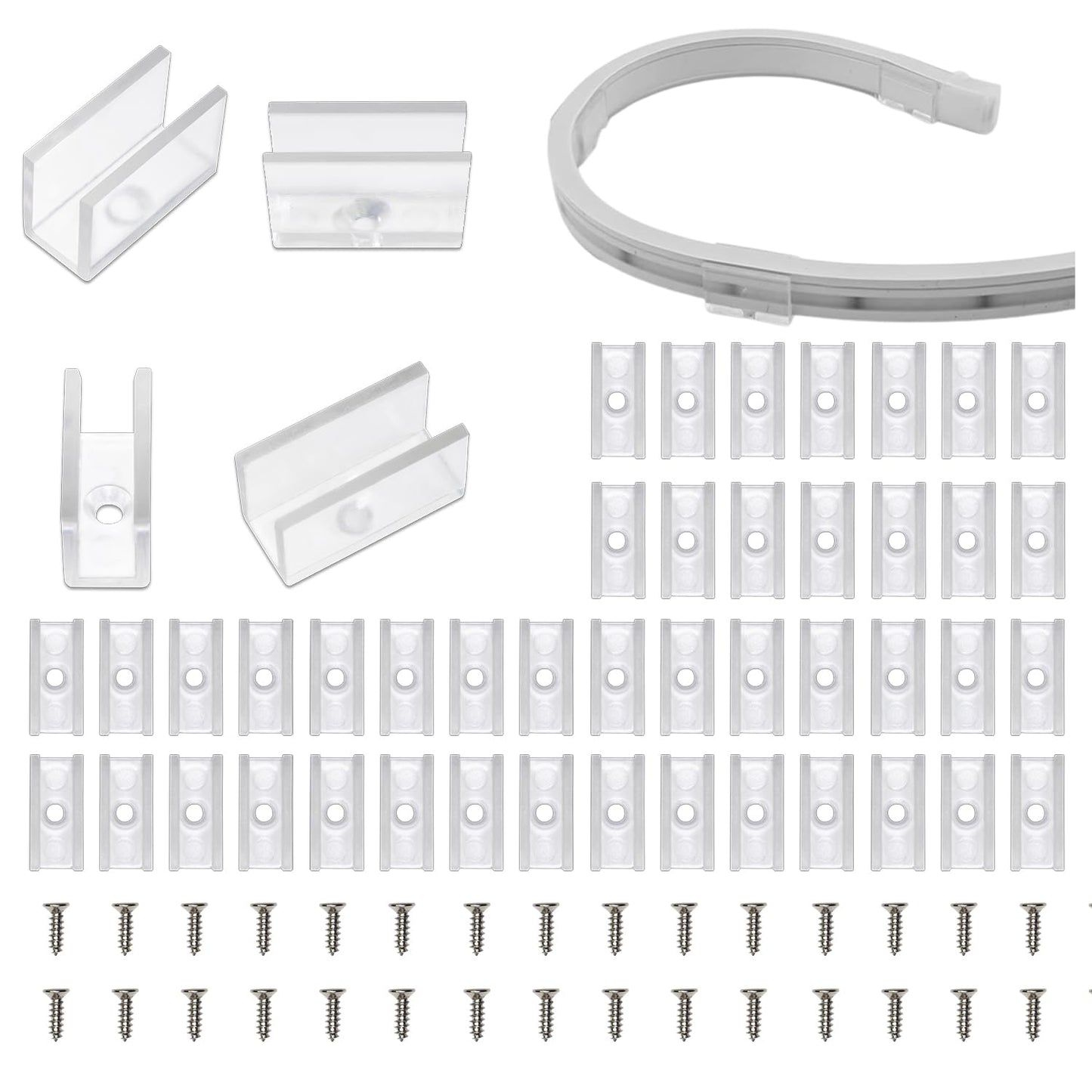 Lucienstar Neon Rope Light Mounting Brackets, PVC Clips for 6x12mm LED Strip, 100PCS, Includes 100 Screws, Neon Clips