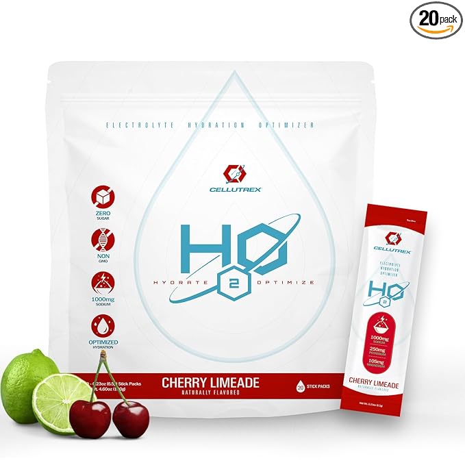 Cellutrex® H2O Electrolytes – Electrolyte Powder Drink Mix, Zero Sugar, Natural Salt Hydration Packets for Recovery and We...