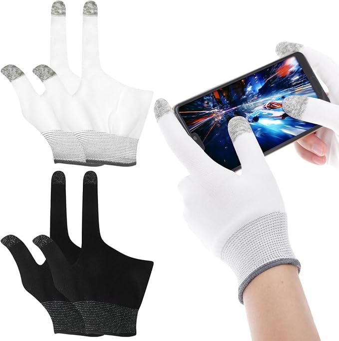 BESPORTBLE 2 Pairs Gaming Finger Gloves - Touchscreen Sleeves for Mobile Gaming, Esports & Free Fire - Breathable Nylon & ...