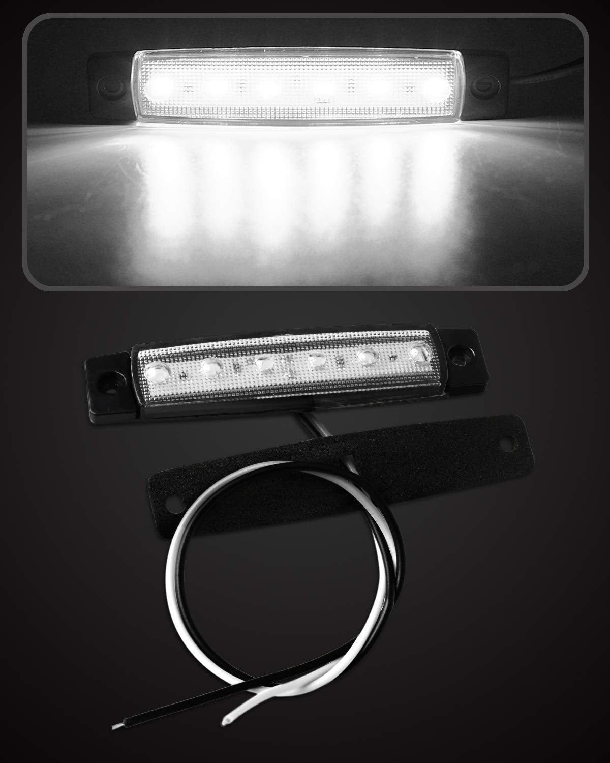 Shangyuan LED Marine Boat Lights, Waterproof Interior Deck Lighting, 10PCS, White, ABS Material