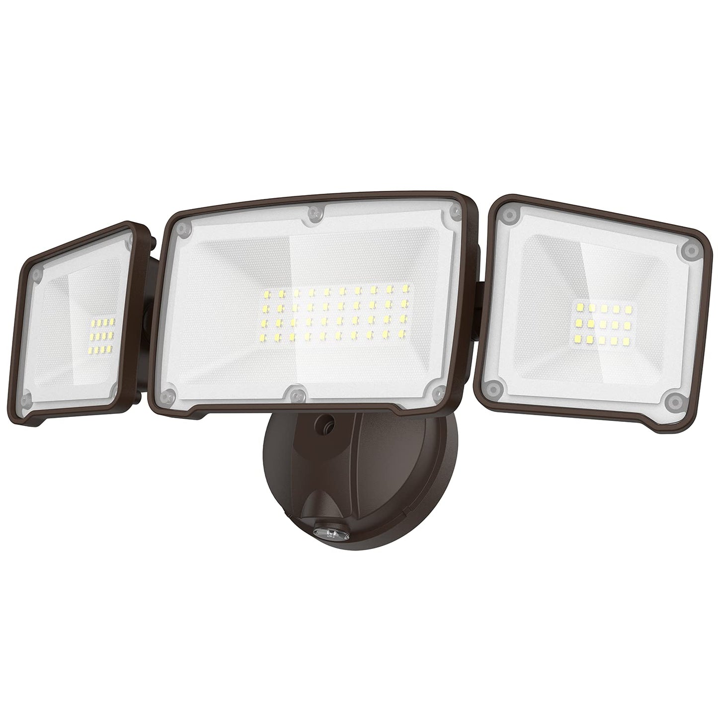 Lepower 3500Lm Dusk To Dawn Led Security Light, 35W Flood Light, 3 Heads, Ip65 Waterproof, Brown, Model Yy02B-Br