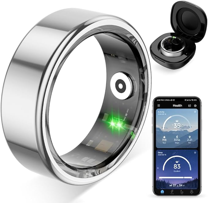 COLMI R02 Smart Ring, a Smart Ring for Women and Men, with a Charging case, Supports Heart Rate, Blood Oxygen, Sleep Healt...
