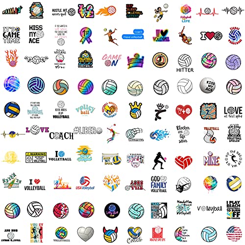 Volleyball Stickers, 100PCS Motivational Volleyball Water Bottle Stickers for Kids, Anywhere You Need Vinyl Waterproof Stuff