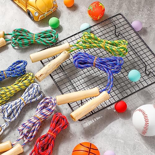 Lenwen Jump Rope Bulk 7.25 ft Cotton Skipping Rope Adjustable with Wooden Handle for Training Outdoor Exercise Christian C...