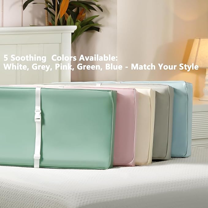 Vegan Leather Changing Pad Cover with Zipper - 31"X 16" - Waterproof Wipeable, Extra Thick & Portable & Non-Slip Diaper Mat - Fits Standard Changing Tables (White)