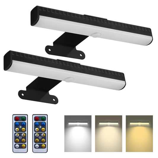 6Pcs Battery Operated Picture Light With 3 Lighting Color discomfort-reducingting Light For Wall With Remote Led For Art Indoor Poster Brightness Dimmable  Timer-Off Display Accent Light For Frame Gallery-Black