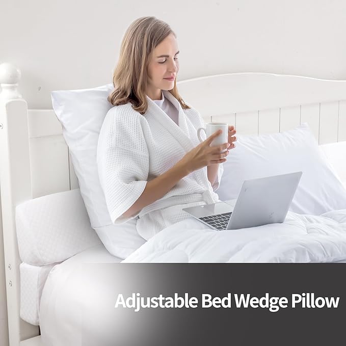 MABOZOO Pillow Wedge for Headboard Gap,Bed Gap Filler Queen Size,Foldable Bed Wedge Pillow for Headboard,White Bed Wedge Gap Filler,Foam Mattress Gap Filler,60"x6"x6"