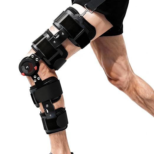Jevuoyee Adjustable Hinged Knee Brace for Men & Women, ACL Support with Side Stabilizers for Meniscus Tear, Post Reduce Kn...