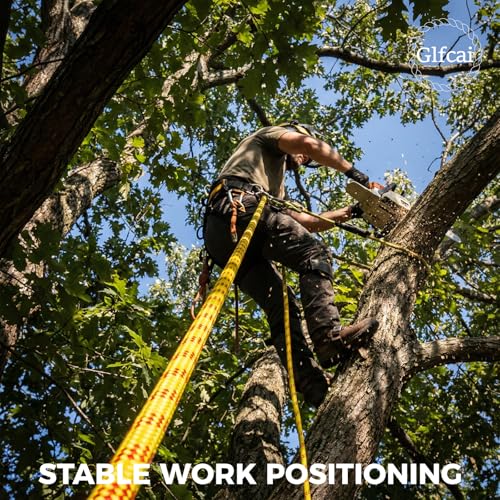 Glfcai 1/2 Inch Arborist Rigging Rope (150 Ft) | 9,000 lbs MBS Double Braid Polyester Bull Rope | ASTM F2116 Certified Sta...