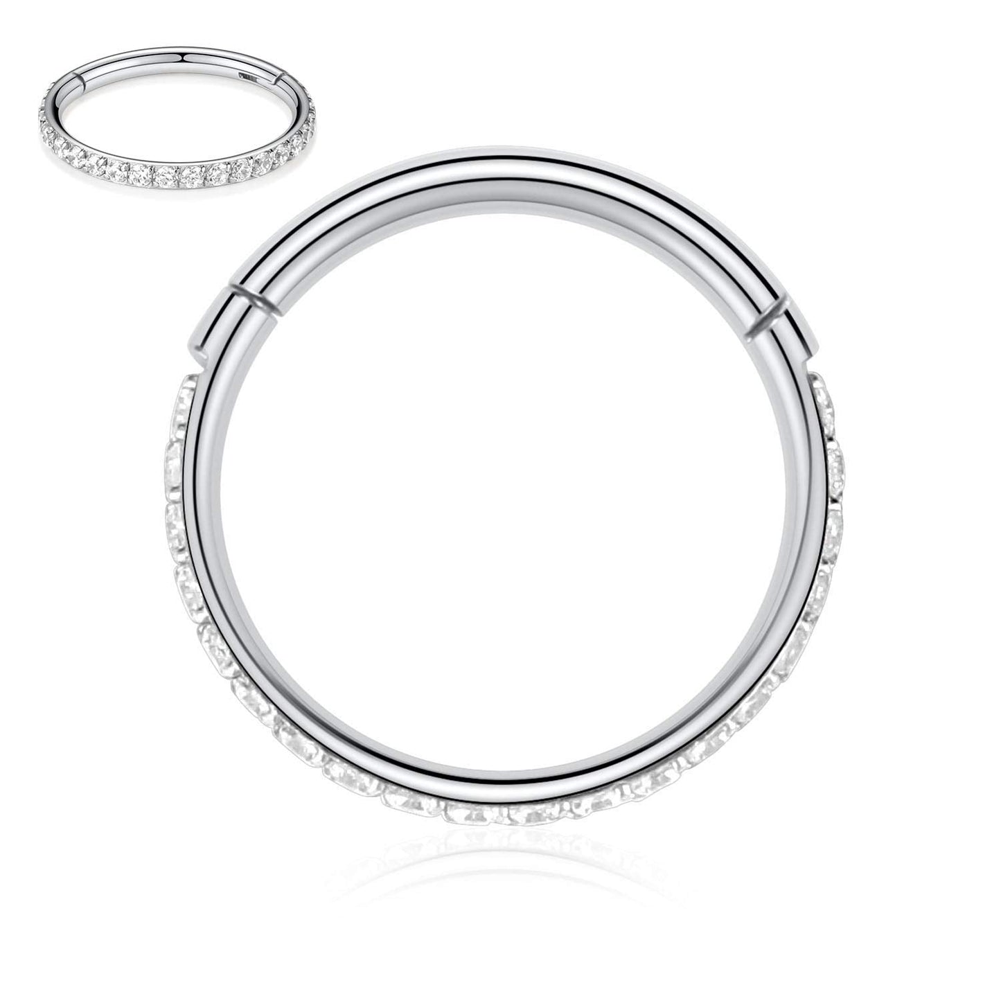 FUNLMO 16G Septum Jewelry 7mm Daith Earrings Septum Ring CZ Nose Ring Hoop Septum Clicker Cartilage Earring Hoop Helix Daith Tra