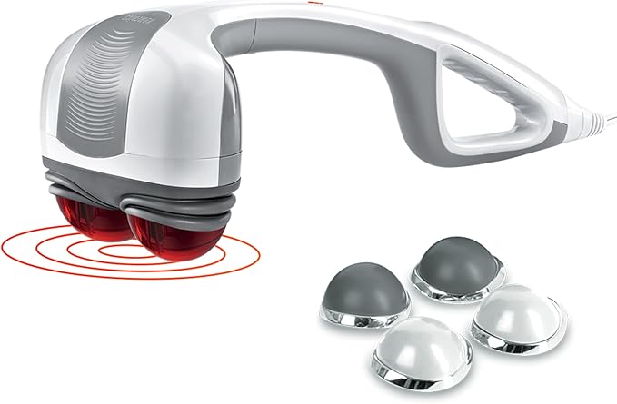 Homedics Back Massager - Heated Automatic Percussion Back, Body and Neck Massager with Dual Pivoting Heads, Interchangeabl...