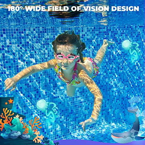 Konohan 2 Pieces Kids Swim Goggles Eyelashes Girls Funny Swim Goggle No Slip Leak Anti Fog UV Glasses for Lash Extensions