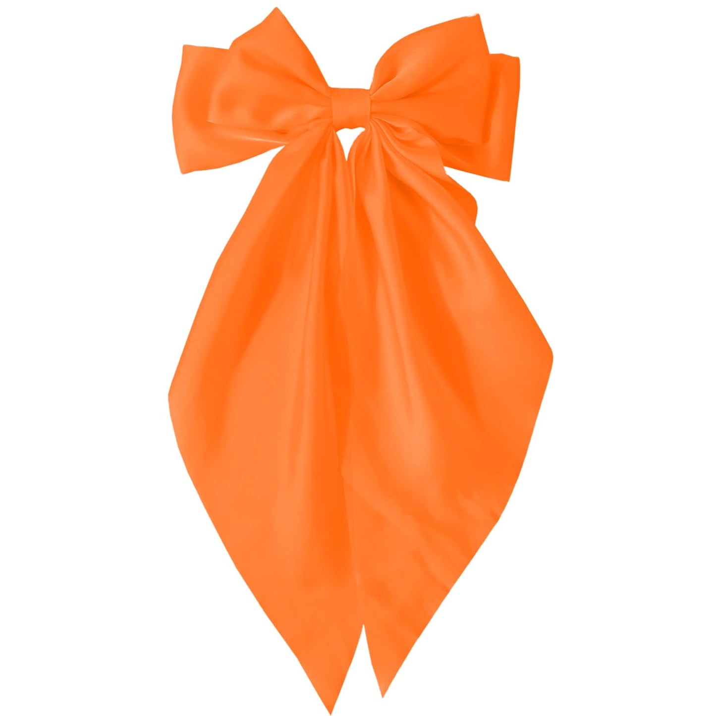 Hair Bows for Women Girls - Silky Satin Bow Hair Clip with Long Tail Ribbons - Aesthetic Halloween Hair Accessories (Bright Oran