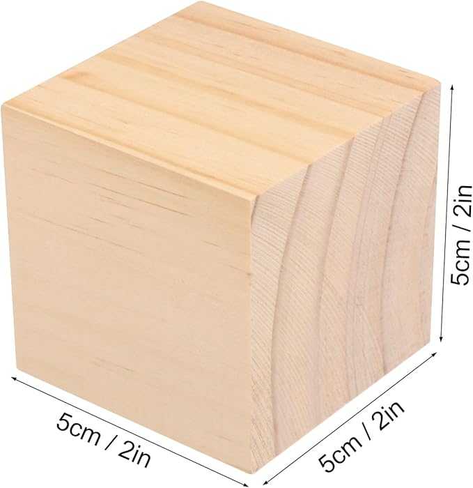 60 Packs Wooden Blocks for Crafts, 2 Inch Pine Wood Cubes, Wooden Cubes for Paint, Stamp, Decorate, DIY Projects and Personalized Gifts,by GNIEMCKIN.