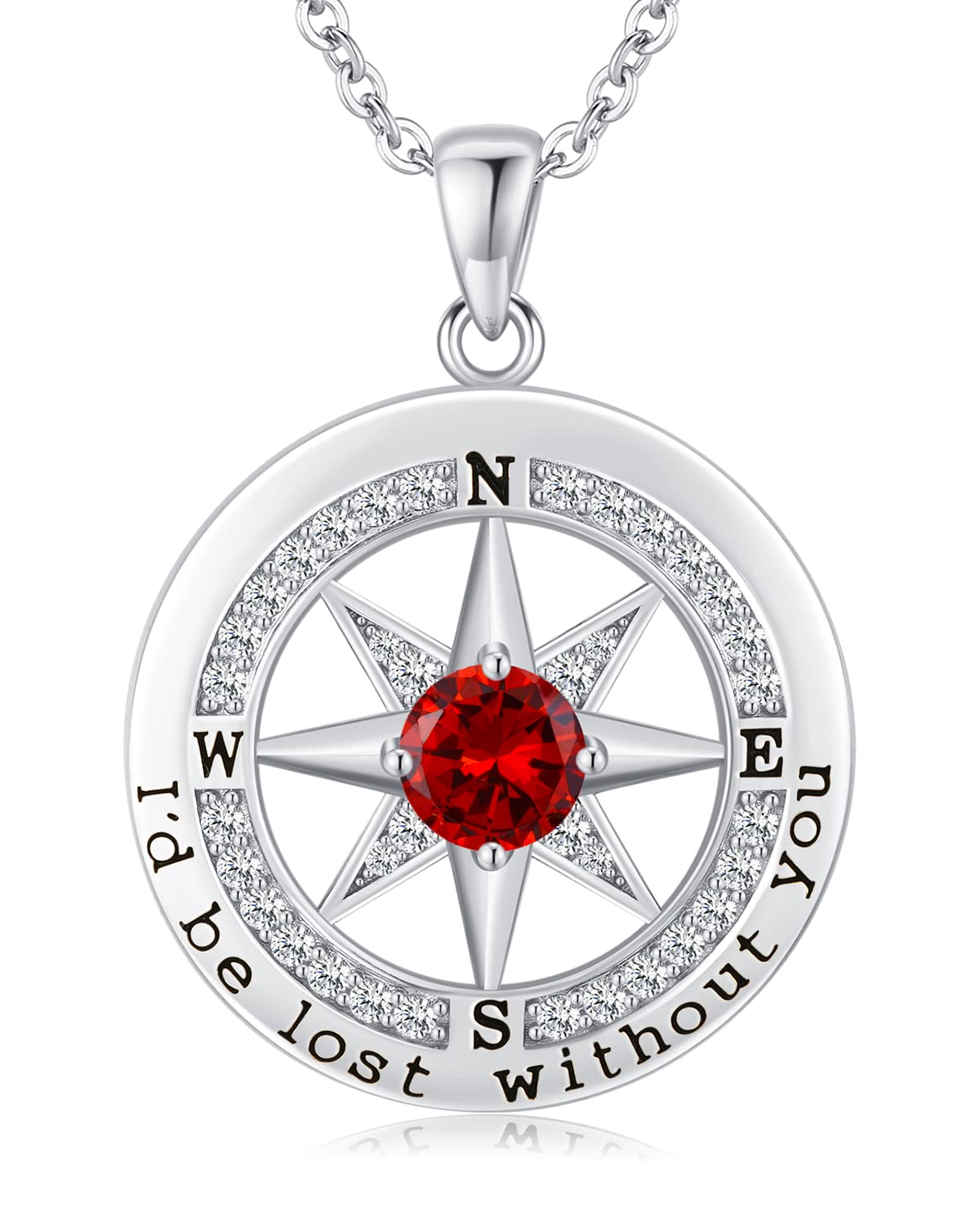 S925 Sterling Silver Necklace for Wife, Women Anniversary Year Gifts Compass Jewelry, Birthday Gift Ideas for Her Girlfriend Wom