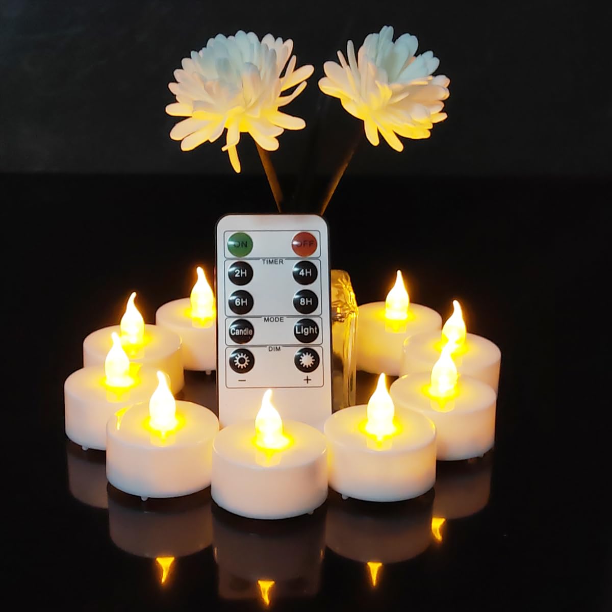 Jialine Led Tea Lights Candle with Remote Control,Long Lasting Battery Operated Led Tealight Candles with 2/4/6/8 H Timer for We