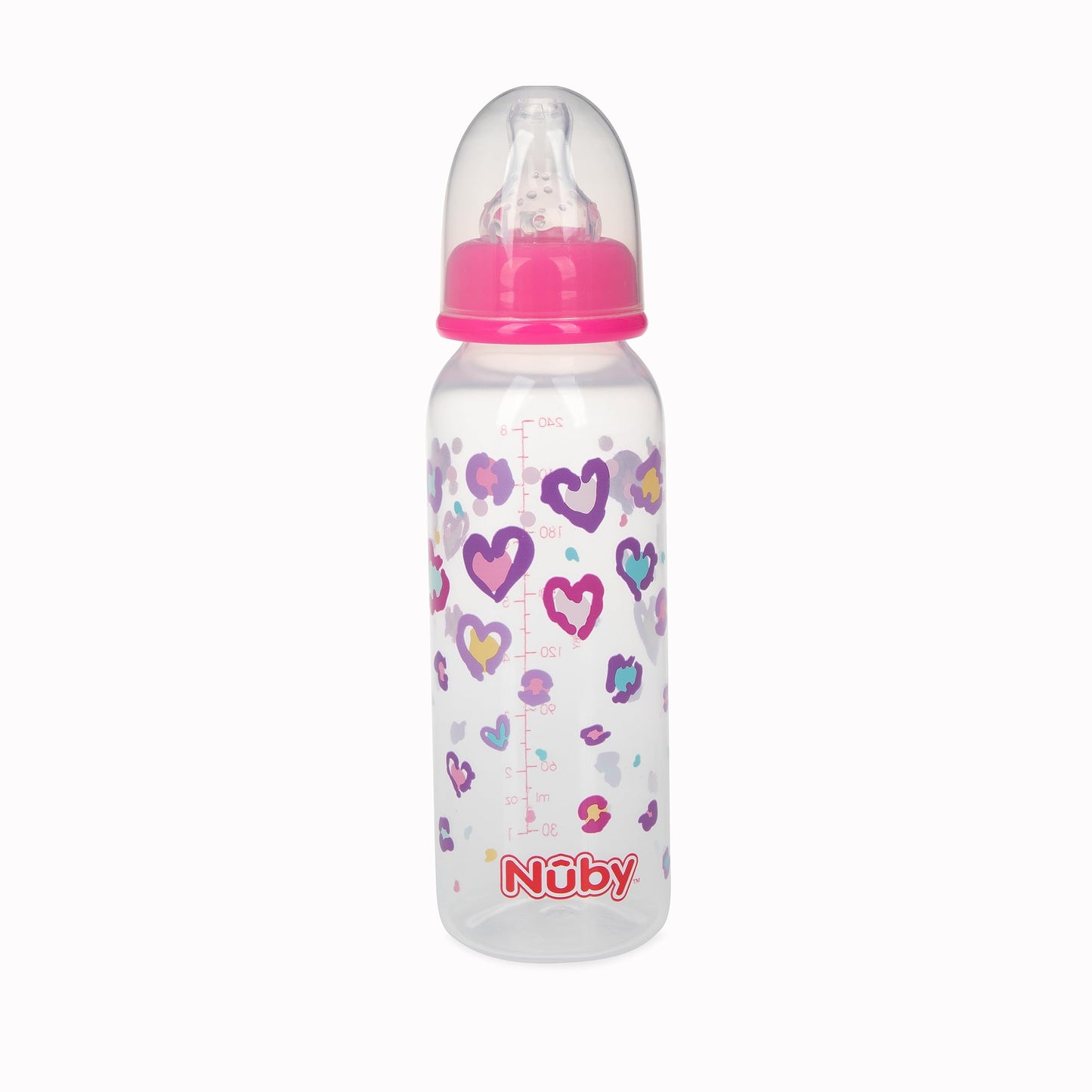 Nuby Printed Non-Drip Bottle, 1 Pack of 1 Bottle, 8 Ounce, Colors May Vary