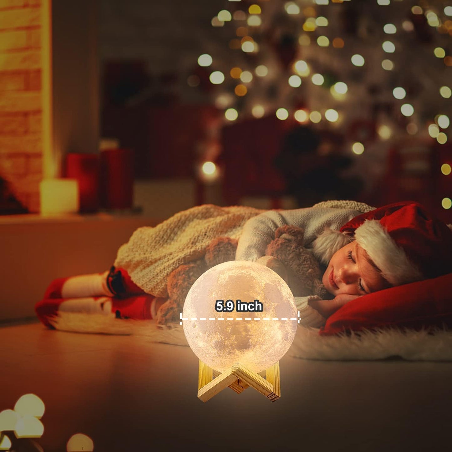 GDPETS Moon Lamp - 16 Colors, USB Rechargeable, Touch Control, 6 Inch, Yellow, Model: Moon lamp12